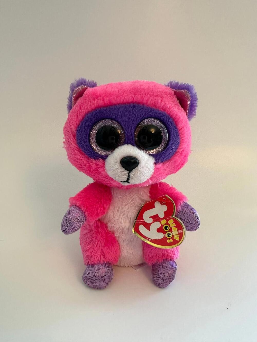 Ty Beanie Boo “Roxie” the Pink Racoon - Non Mint Tag (6 inch)